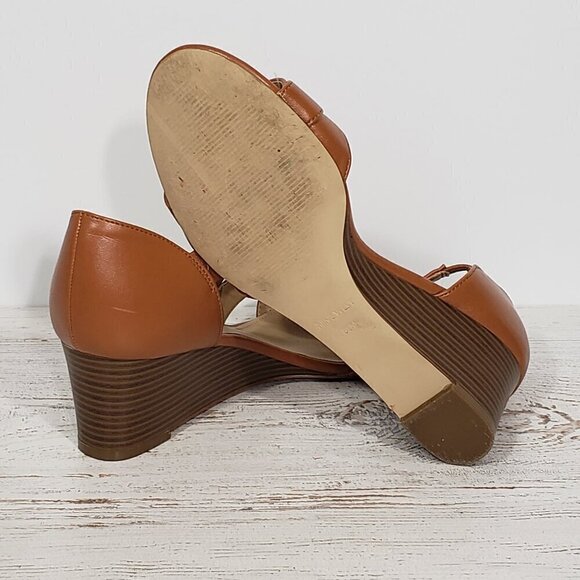 Nine West  Brown Heeled Wedge Heel Sandal  Pamela Women's Size 8.5 great pre-own - Picture 4 of 7